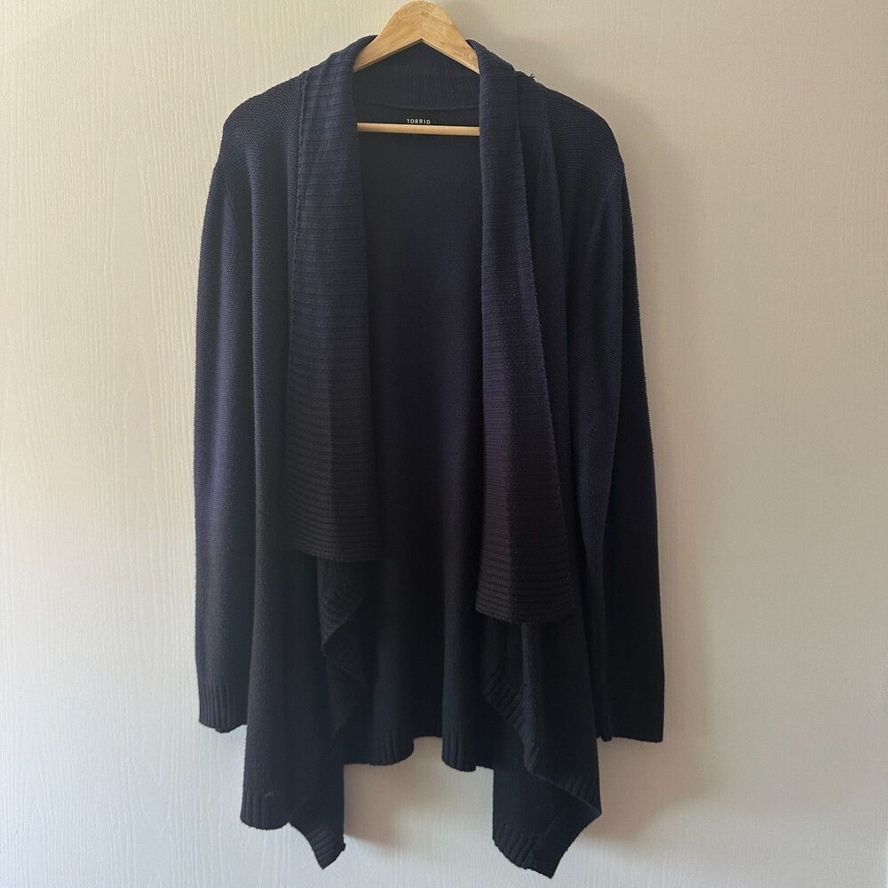Torrid Womens Plus‎ Soft Open Knit Cardigan Blue Draped Sweater Size 1X